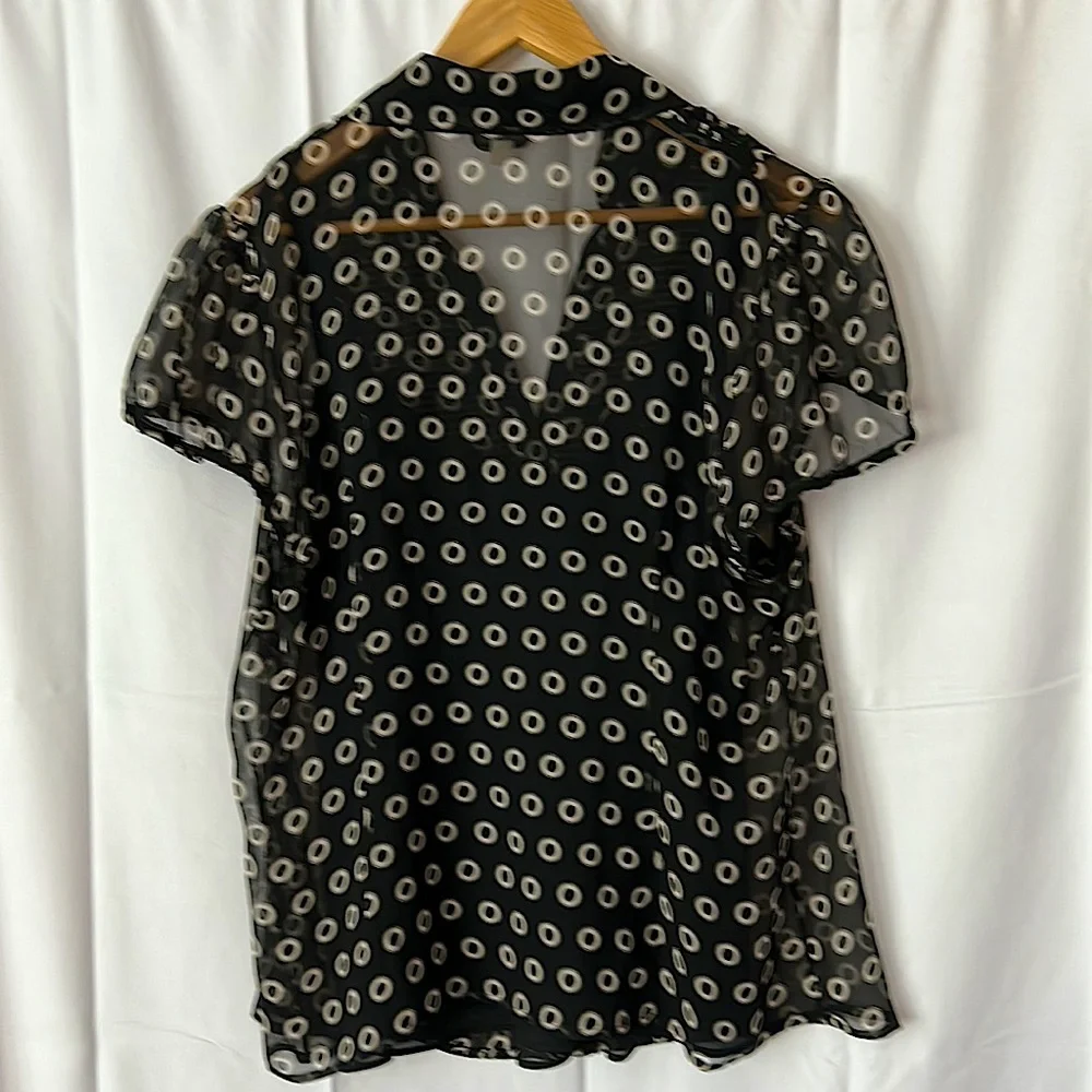 Eci Woman New York 💯% Silk Button Front Short Sleeve Shirt Blouse Top **Sz 1X** - Picture 2 of 4